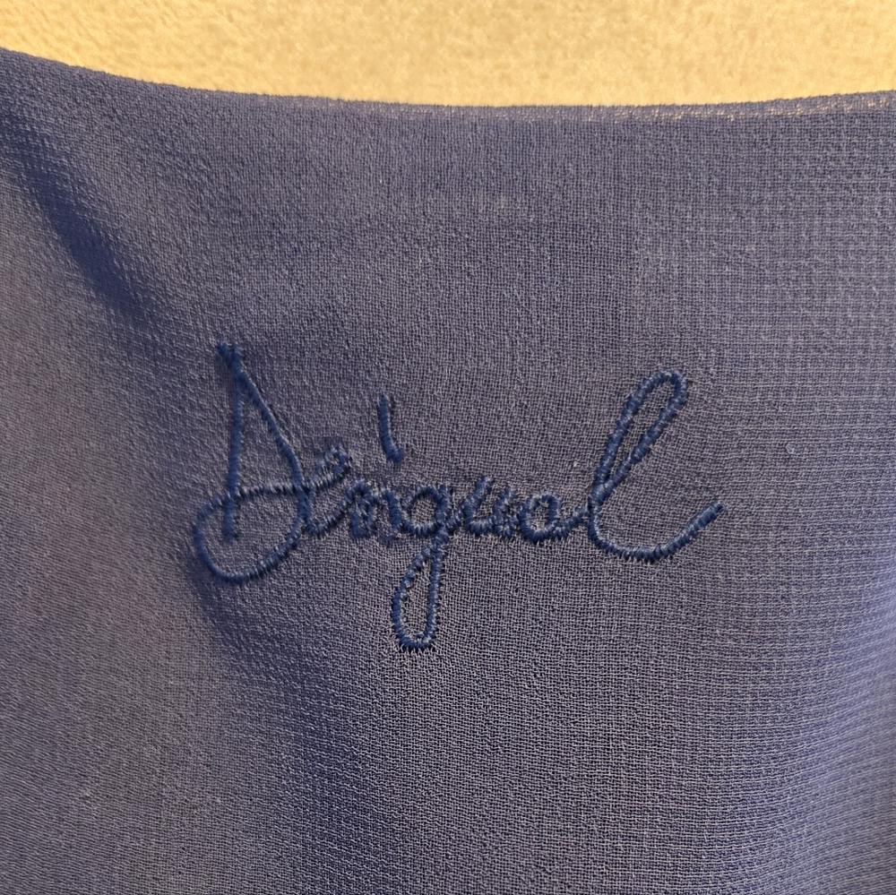 Desigual royal blue print dress rouched cap sleeve sz 44 - Picture 7 of 10